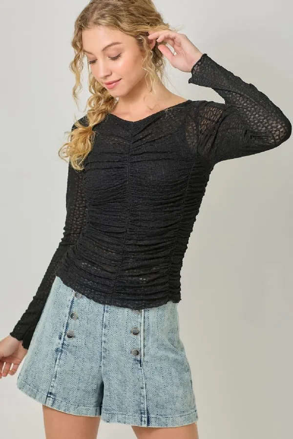 LETTUCE HEM MESH LAYERING TOP