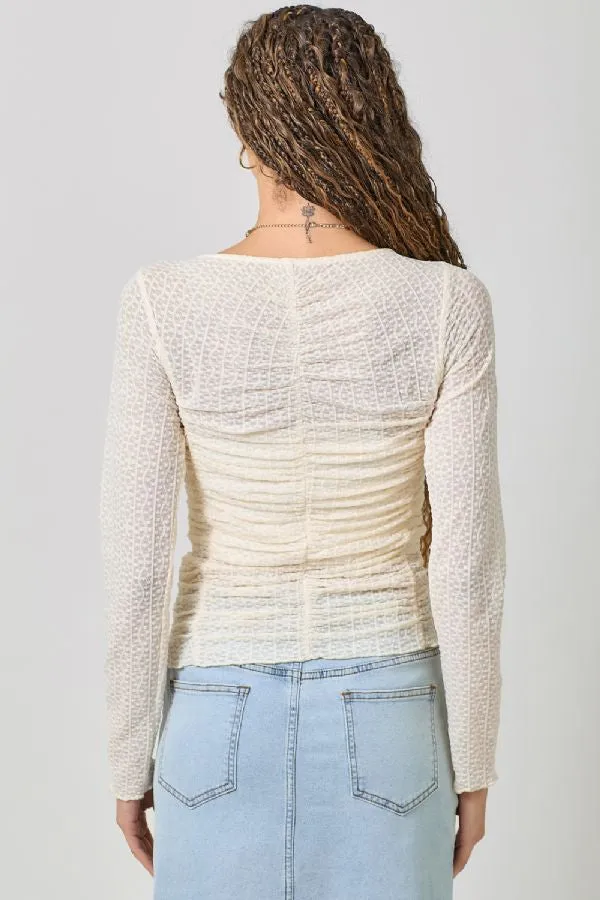 LETTUCE HEM MESH LAYERING TOP