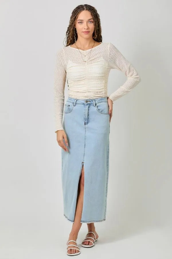 LETTUCE HEM MESH LAYERING TOP