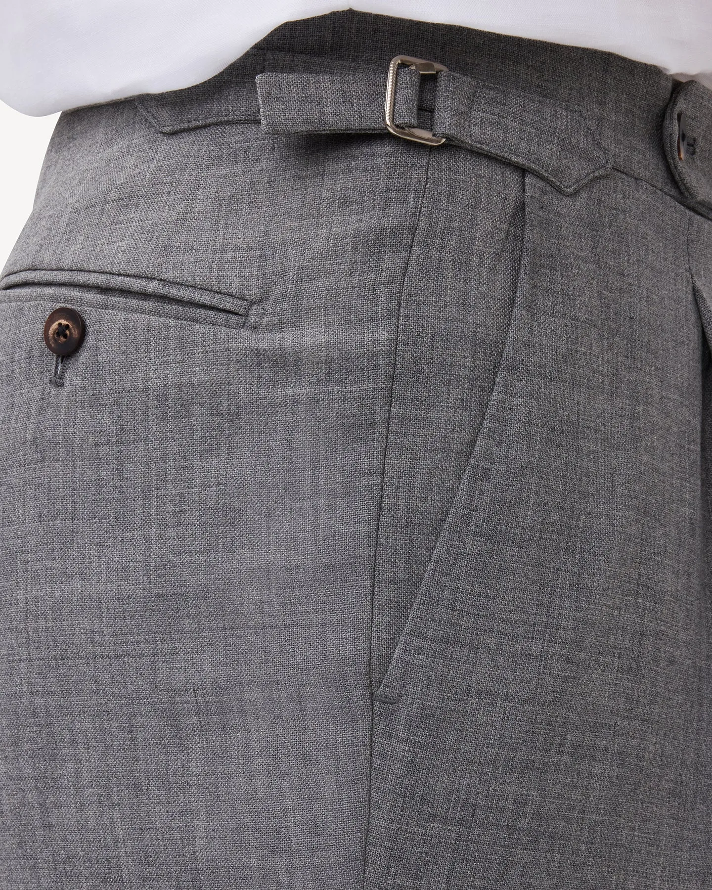 Light Grey Single Pleat Tropical Wool Trousers