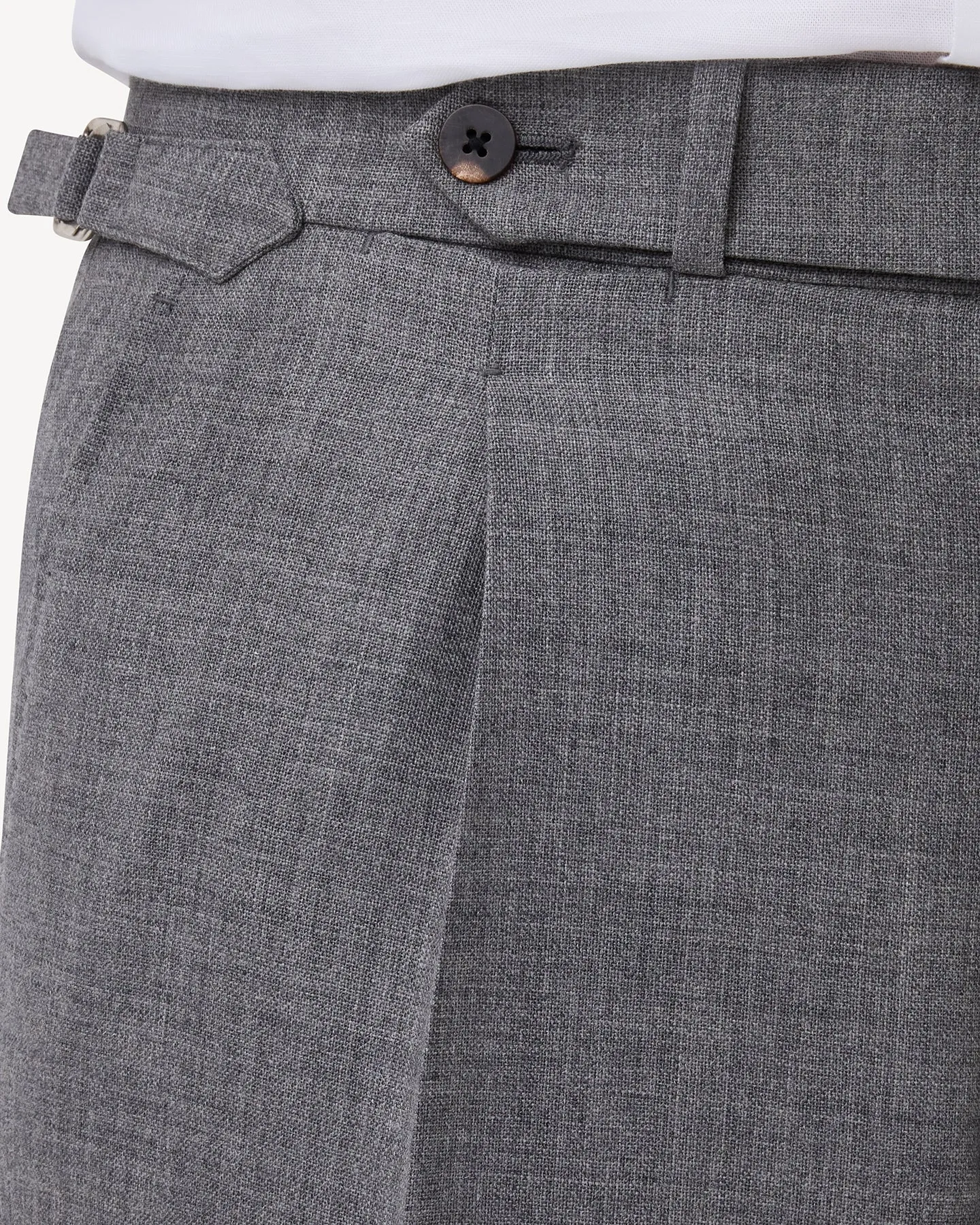 Light Grey Single Pleat Tropical Wool Trousers