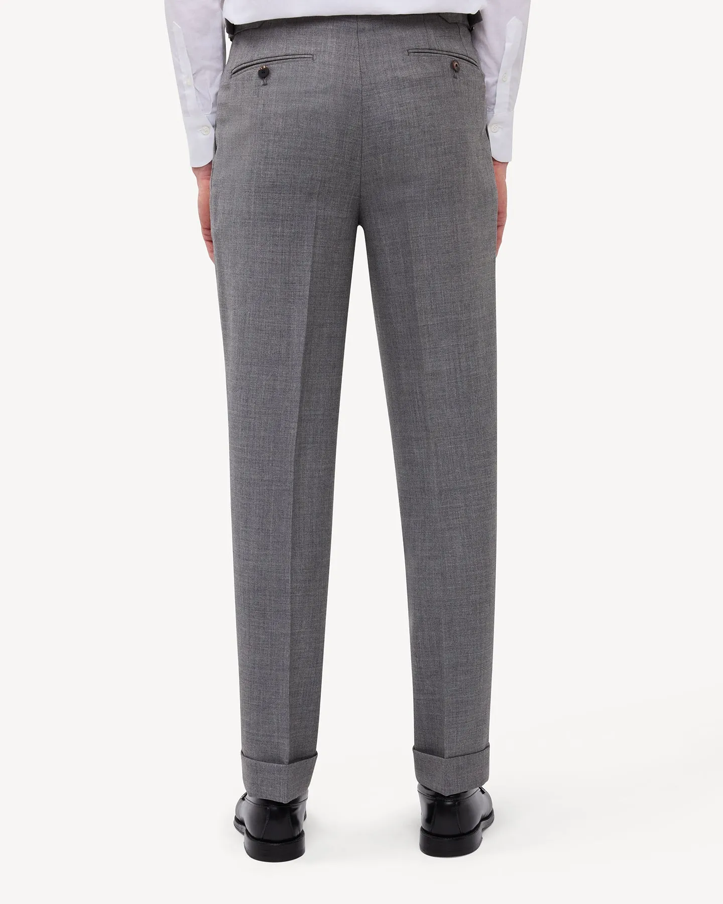 Light Grey Single Pleat Tropical Wool Trousers