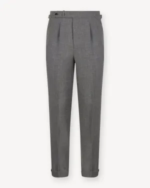 Light Grey Single Pleat Tropical Wool Trousers