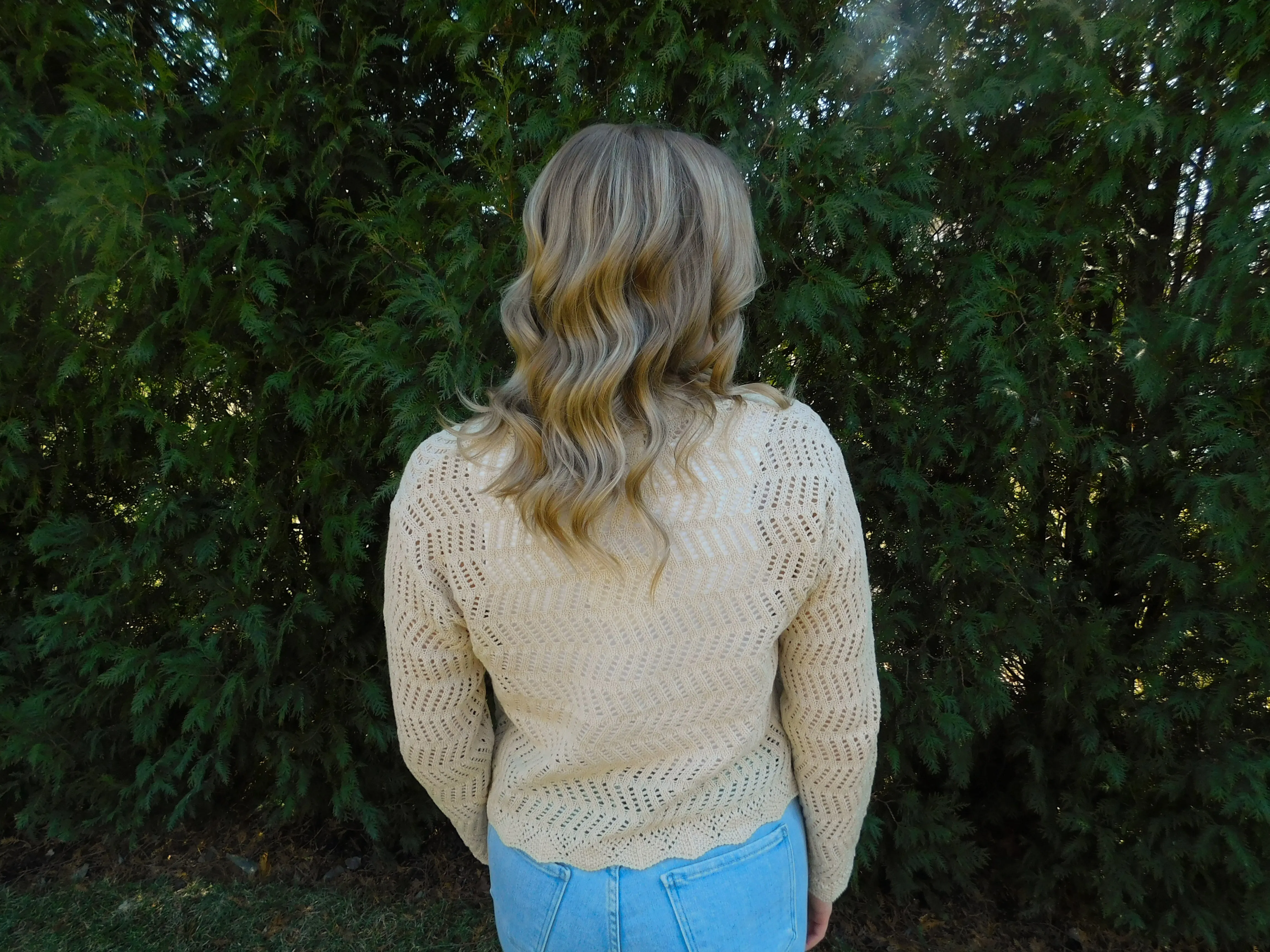 Lightweight Soft Crochet Sweater Cardigan with Bow