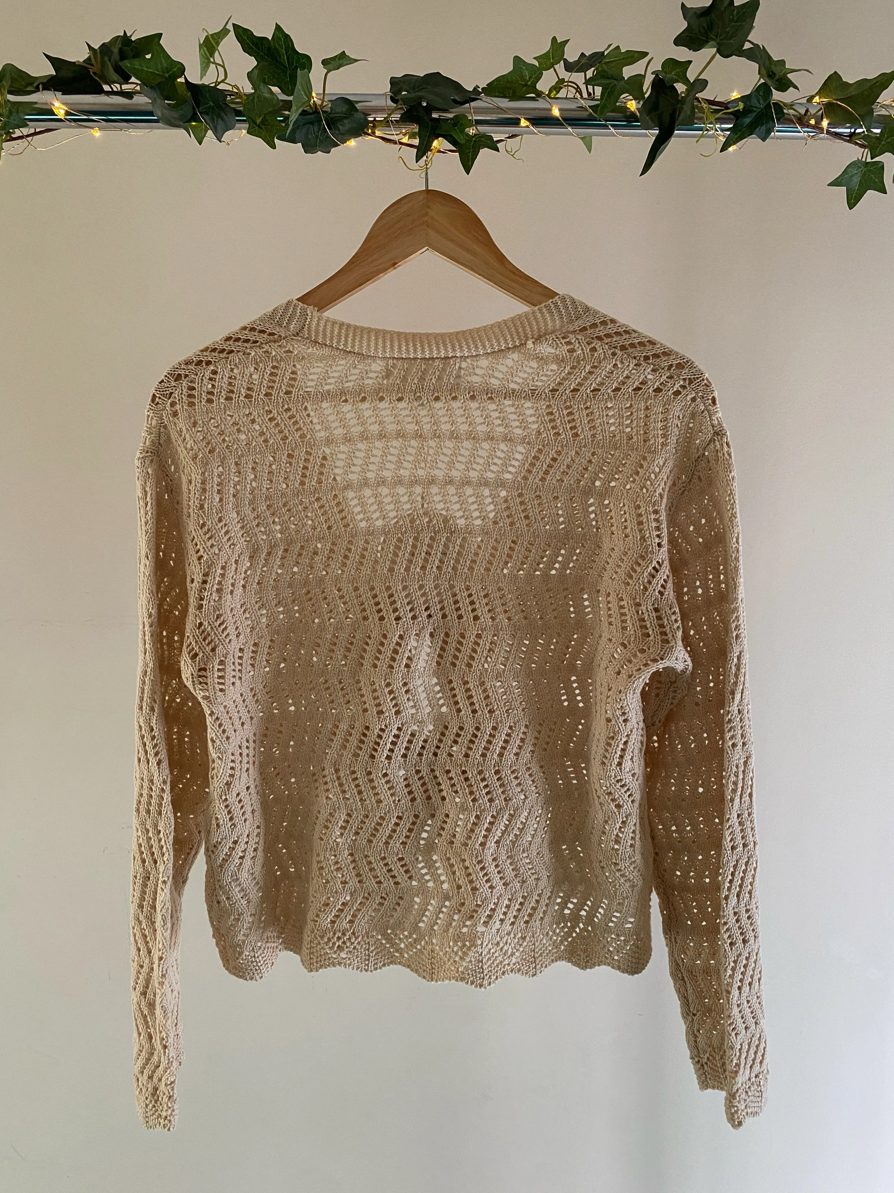 Lightweight Soft Crochet Sweater Cardigan with Bow