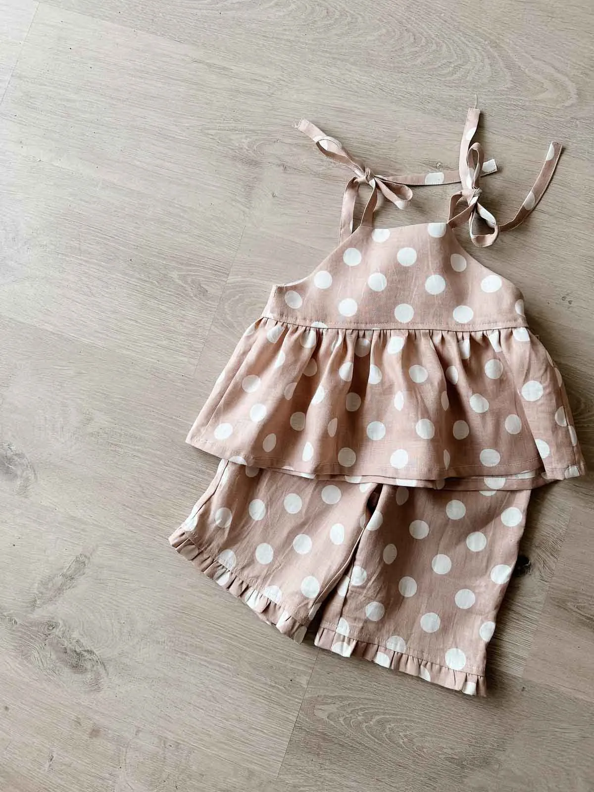 Linen Polka Dot Tie Up Singlet | Handmade