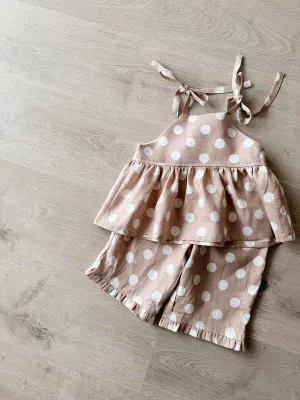 Linen Polka Dot Tie Up Singlet | Handmade
