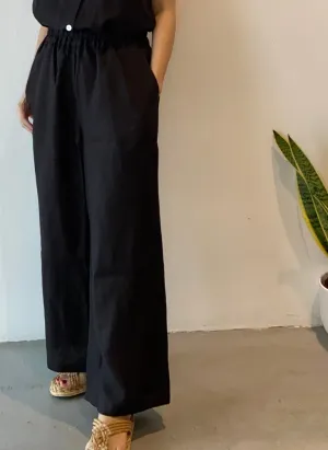 Linen Wide Leg Pants (Black)