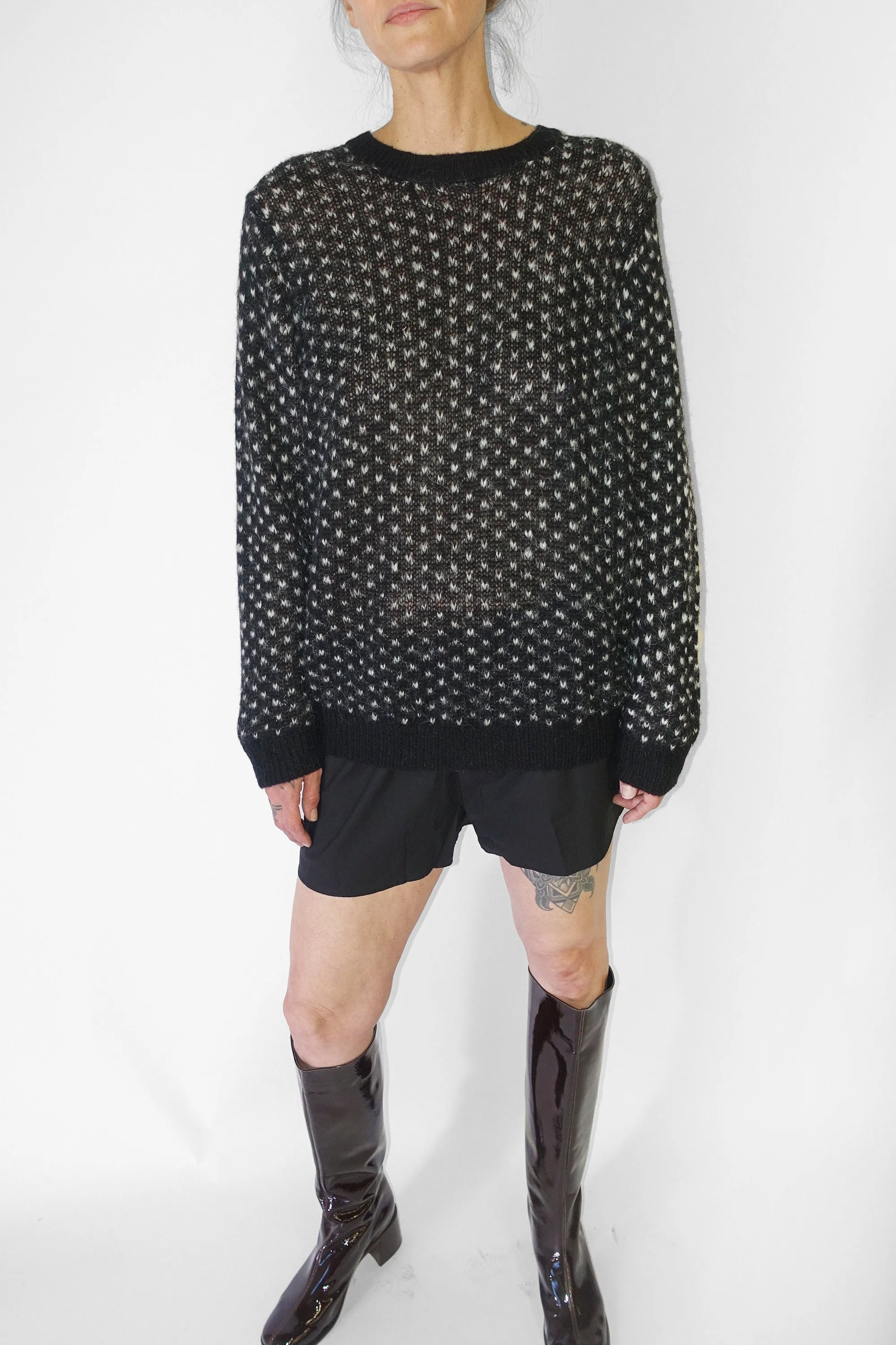 Lokki Sweater in Black Multi Fuzzy Dot Knit