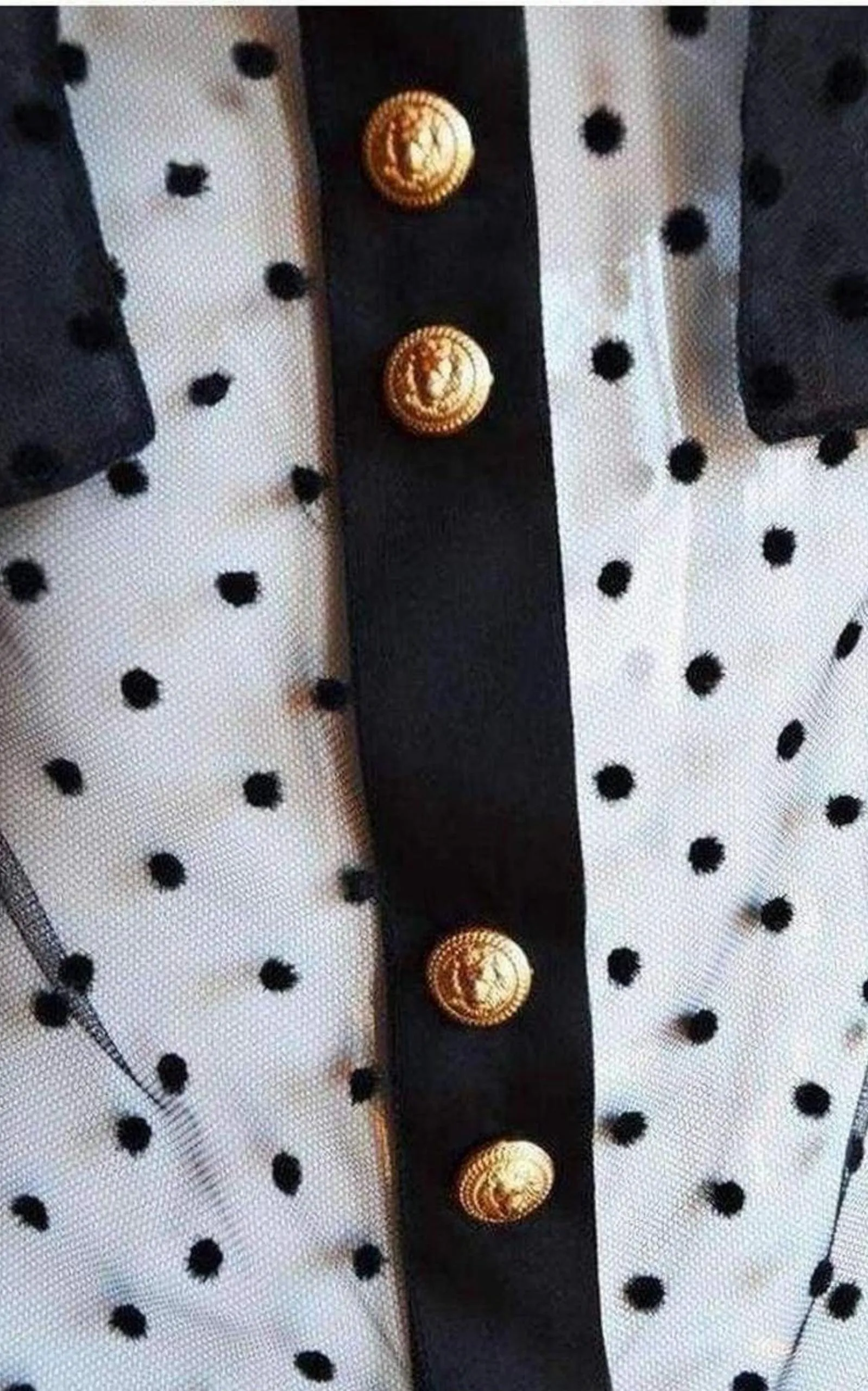 Long Sleeve Black Polka Dot Silk Shirt