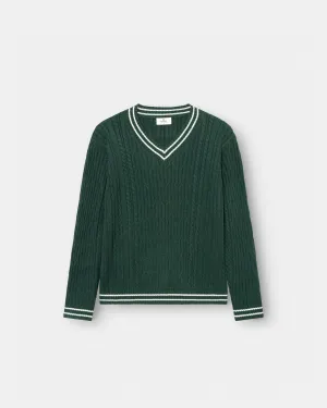 Long Sleeve Cable Knit Army