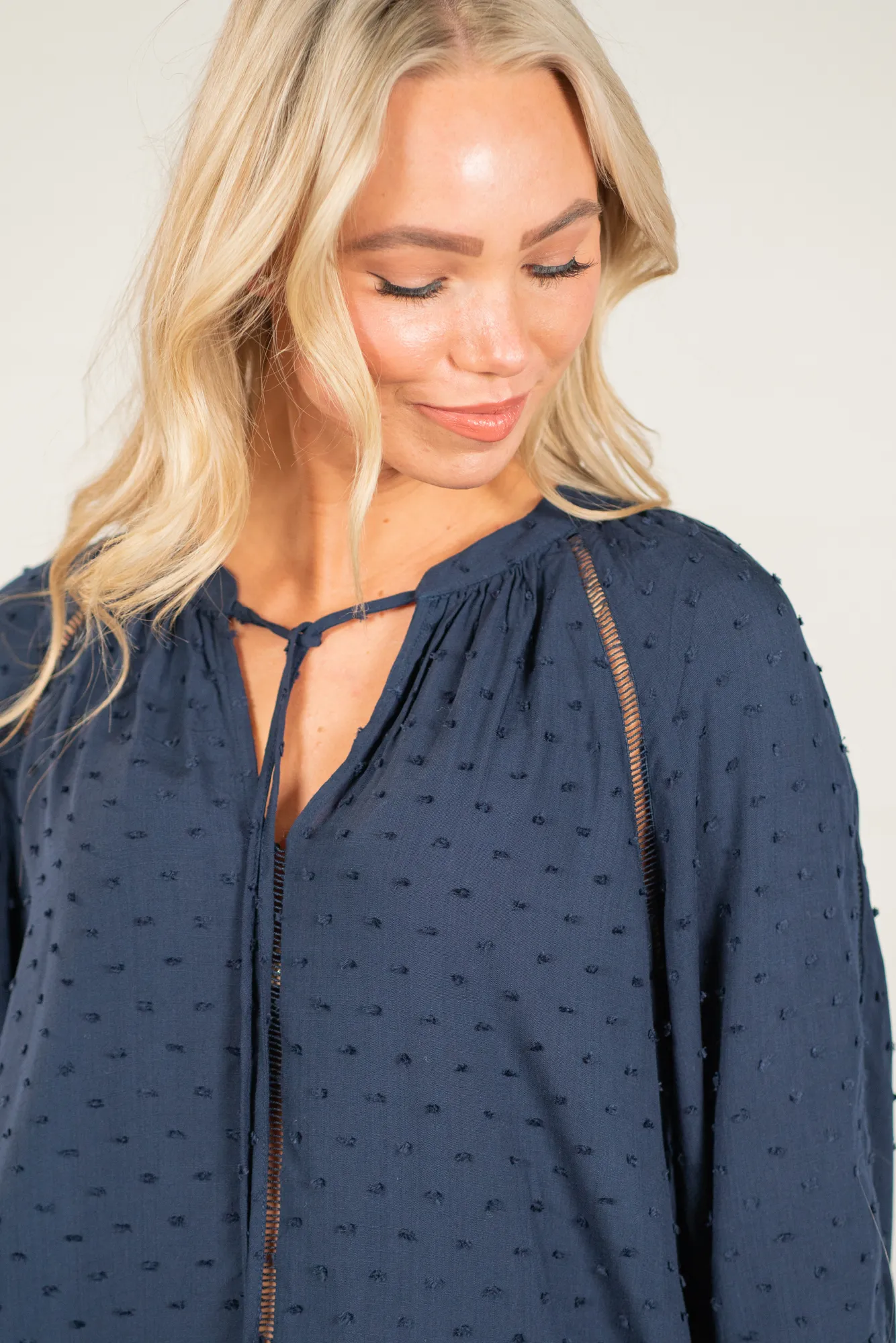 Long Sleeve Swiss Dot Blouse | Top