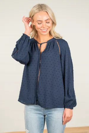 Long Sleeve Swiss Dot Blouse | Top