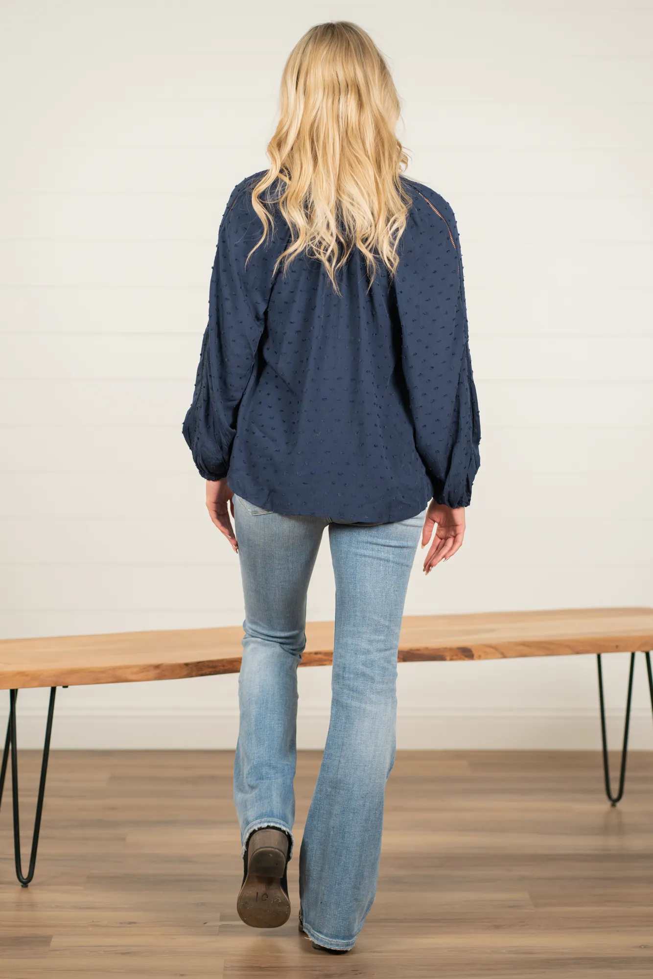 Long Sleeve Swiss Dot Blouse | Top