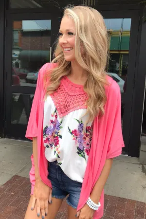 Look To Me Floral Crochet Halter Tank Top- White