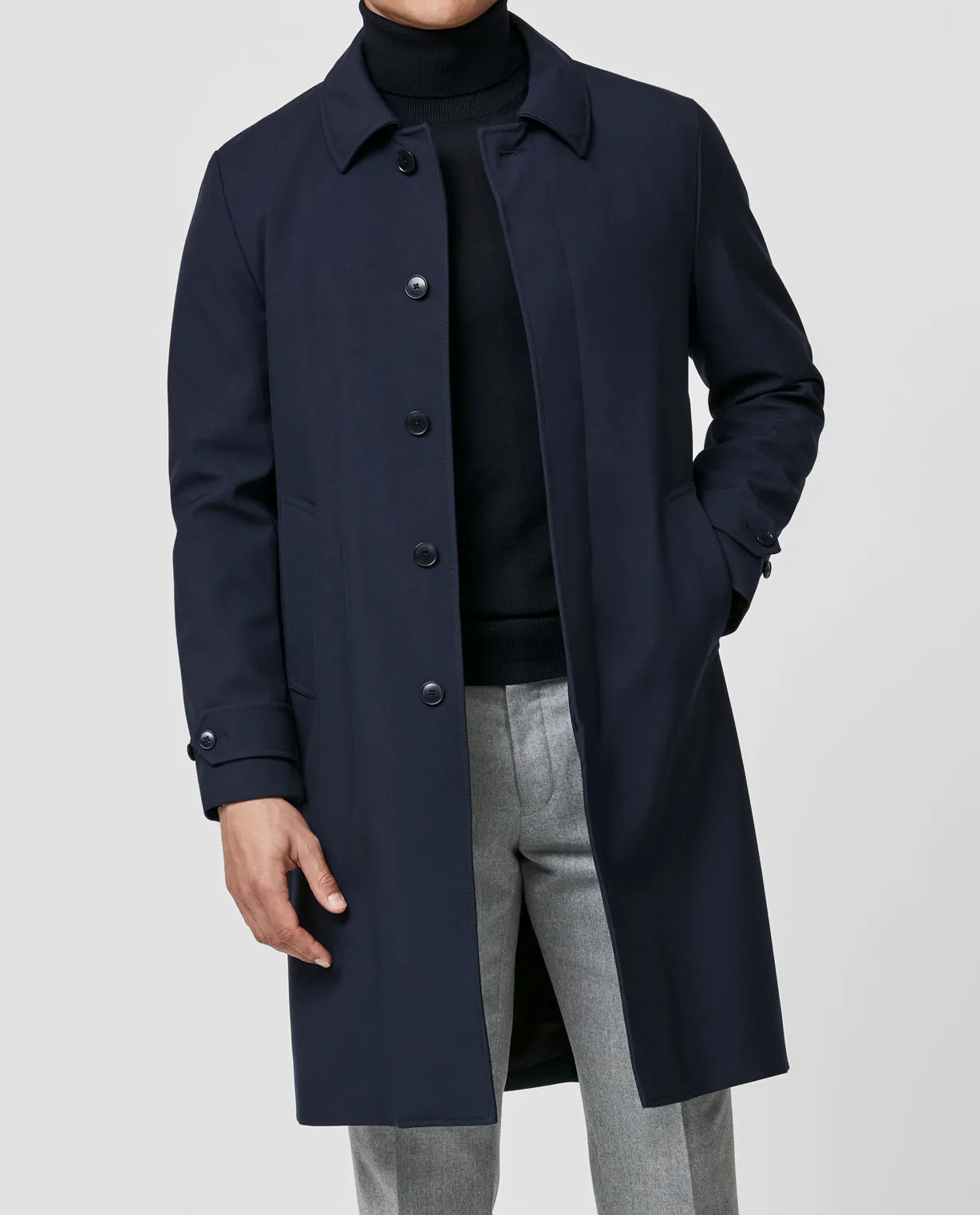 Loro Piana High Tenacity Stormsystem Fine Twill Dark Blue Wool
