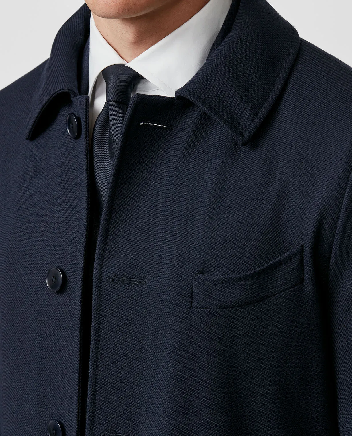 Loro Piana High Tenacity Stormsystem Stuctured Twill Dark Blue Wool