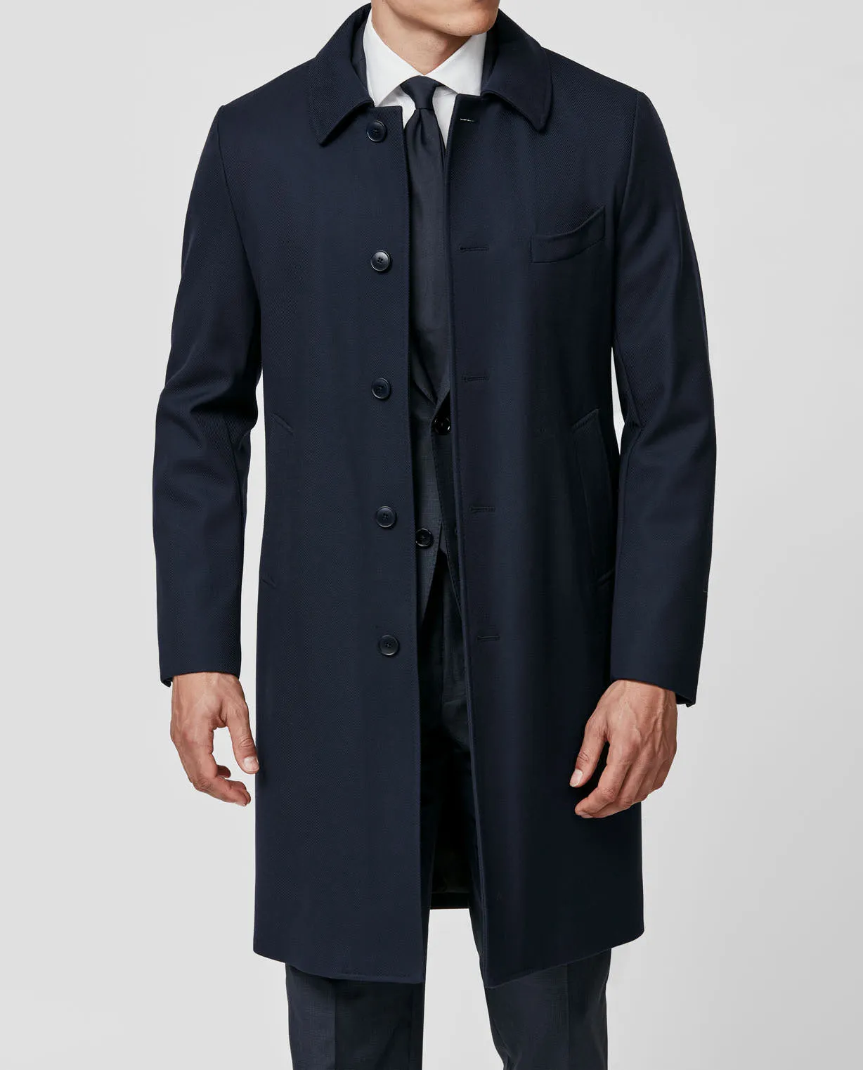 Loro Piana High Tenacity Stormsystem Stuctured Twill Dark Blue Wool