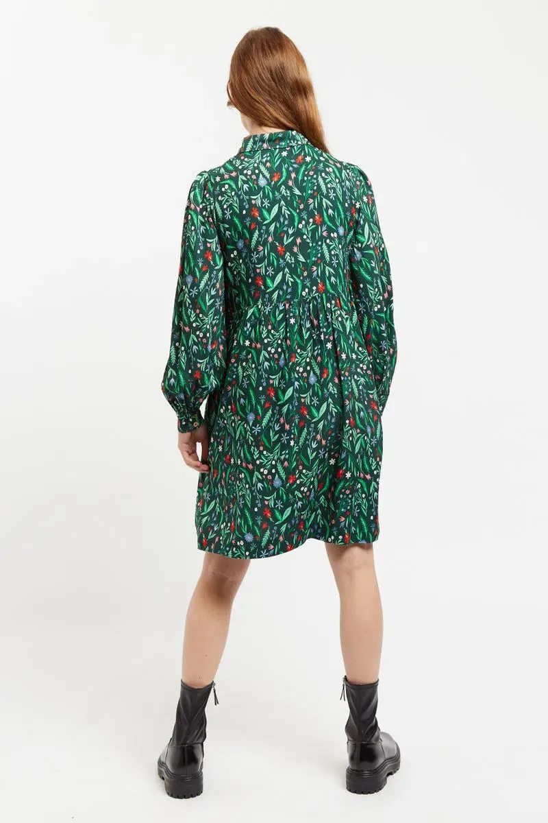 Louche Melly Folk Floral Print Long Sleeve Button Through Mini Dress