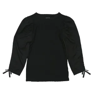 Lucy Black Bow Sleeve Tee by Luna Mae