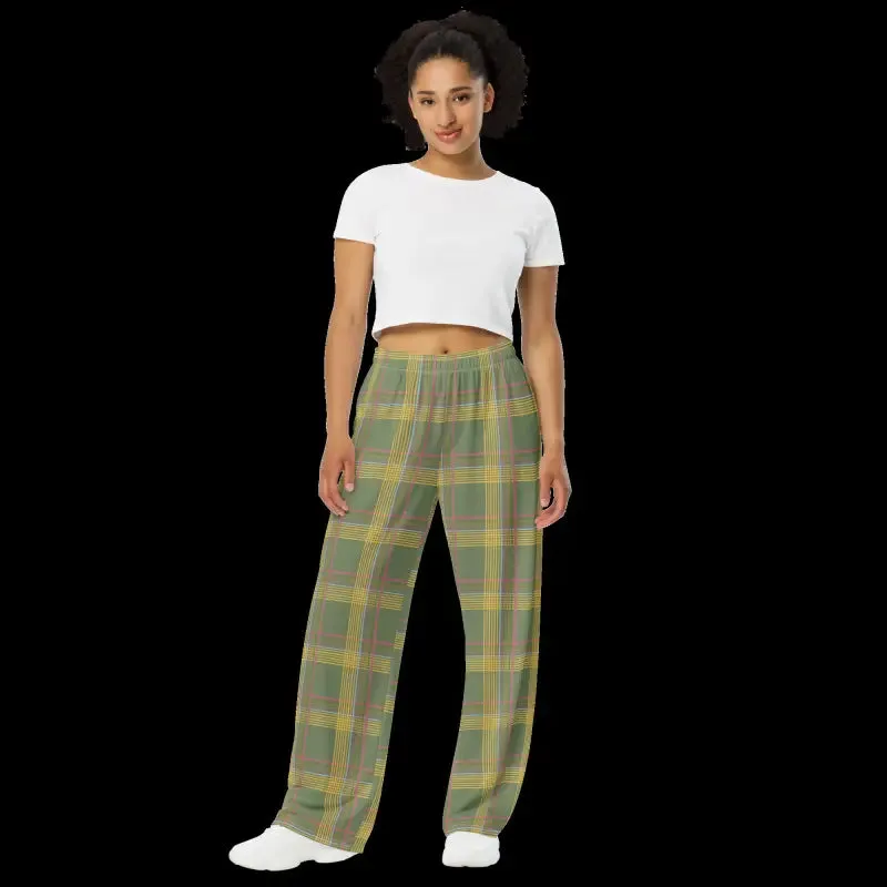 Luxurious Green Wide Leg Pants for Party Style