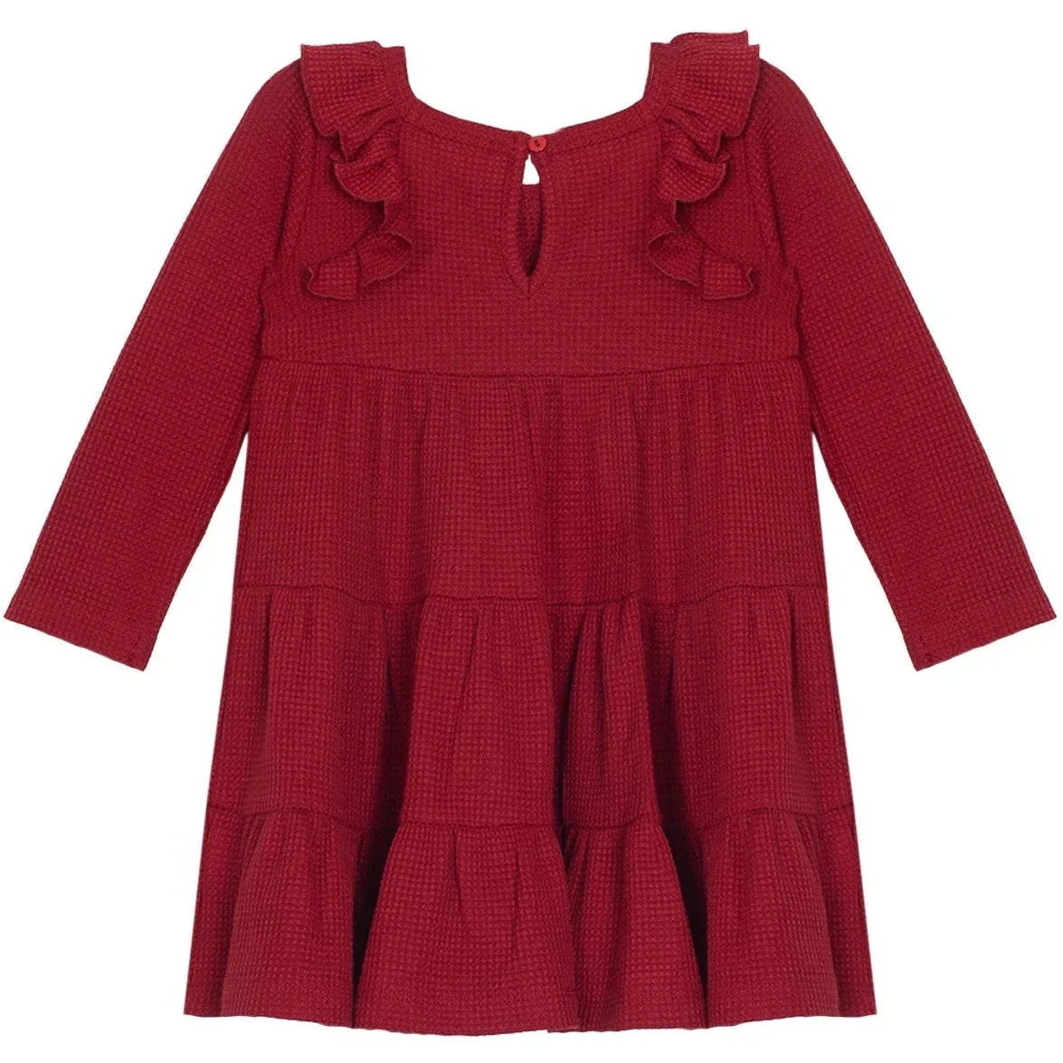 Mabel   Honey Berry & Olive Wreath Waffled Knit Dress - Red