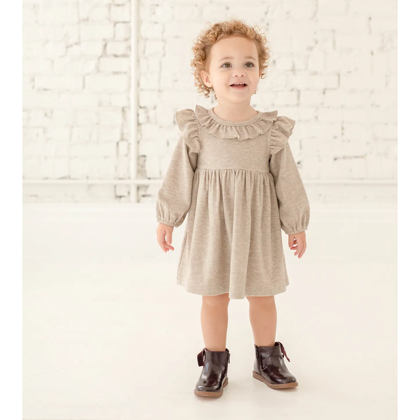 Mabel   Honey Cinnamon Oatmeal Knit Dress - Brown