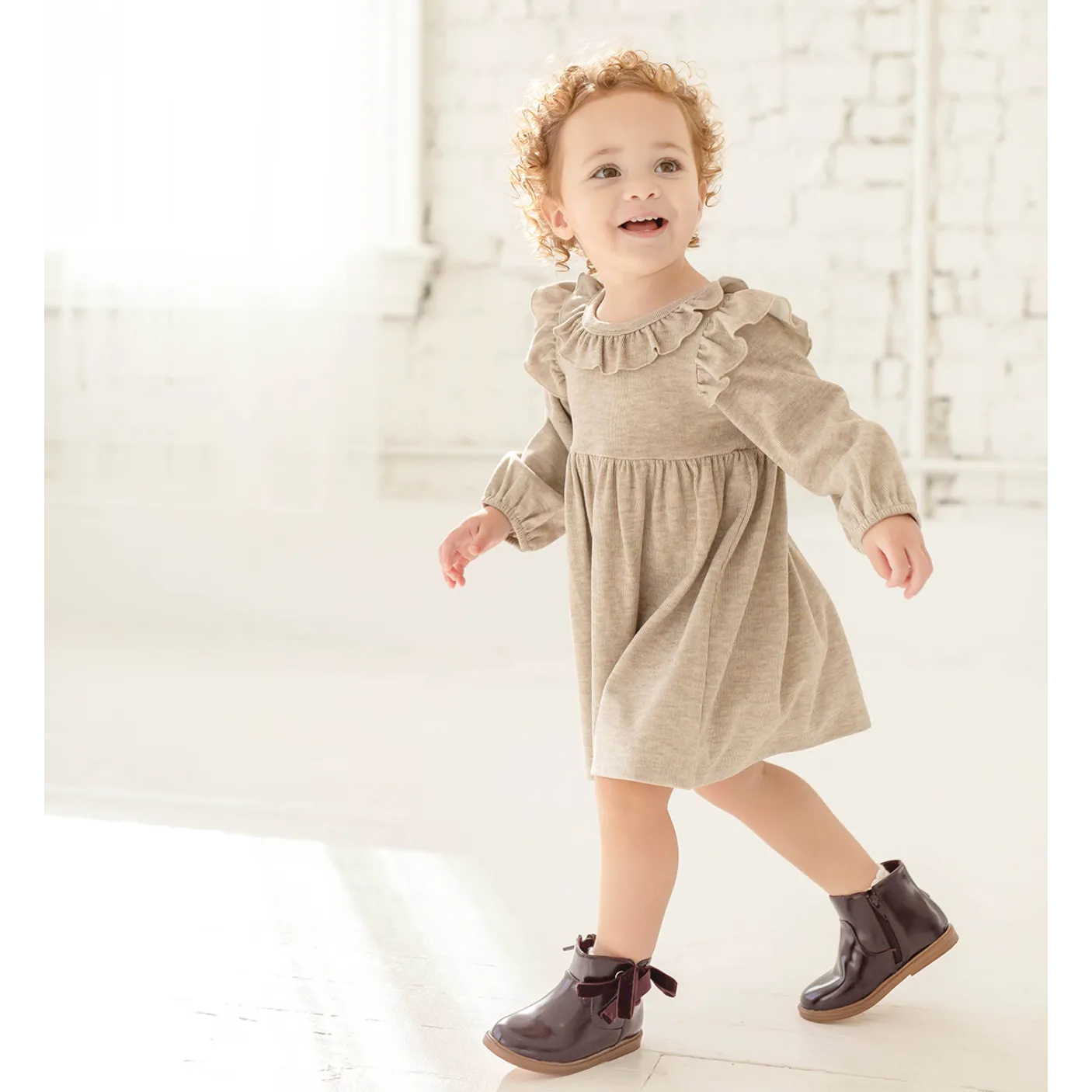 Mabel   Honey Cinnamon Oatmeal Knit Dress - Brown