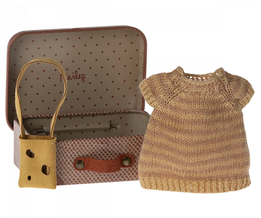 Maileg Knitted Dress and Bag in Suitcase (Big Sister)