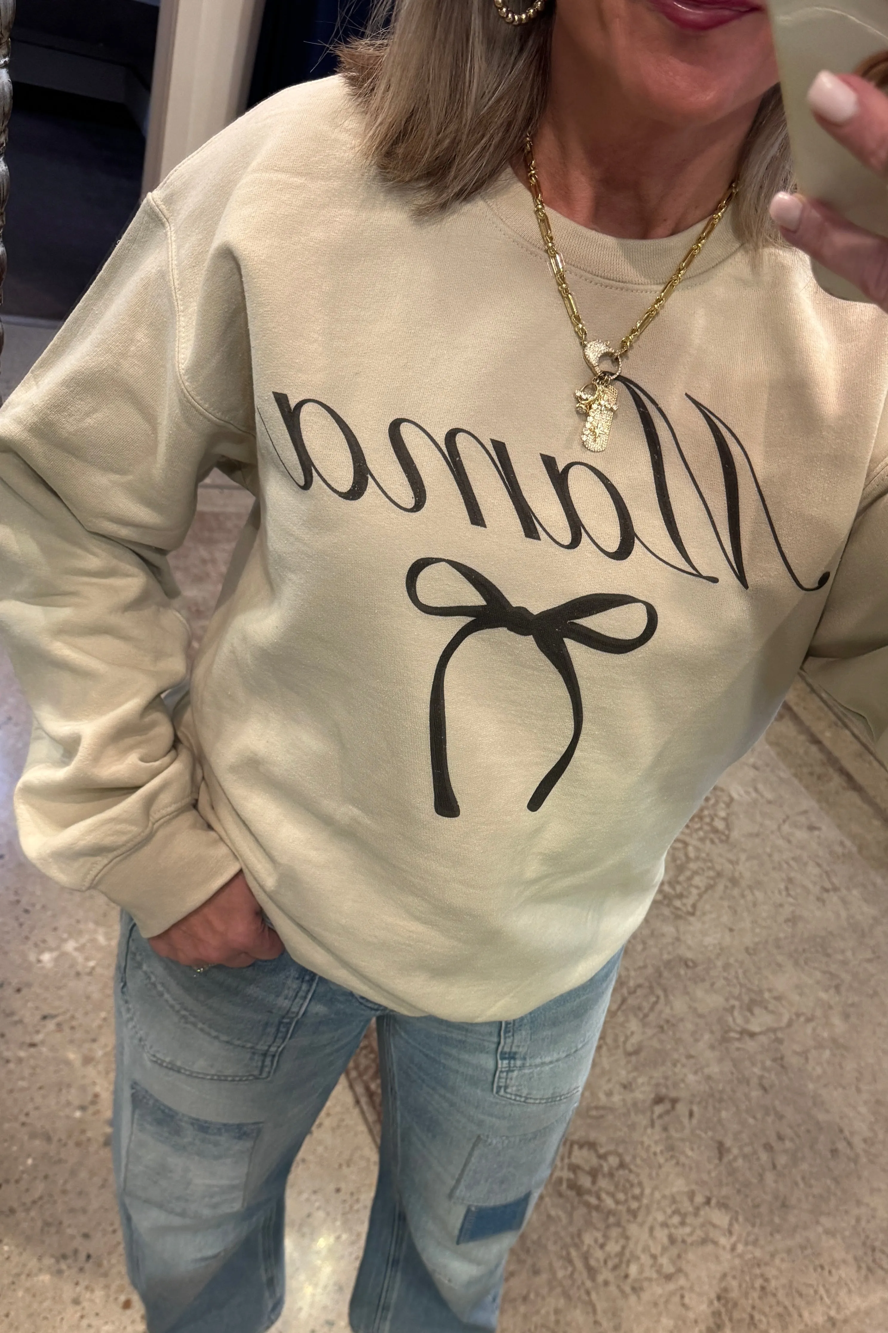 Mama Bow Sweatshirt Sand