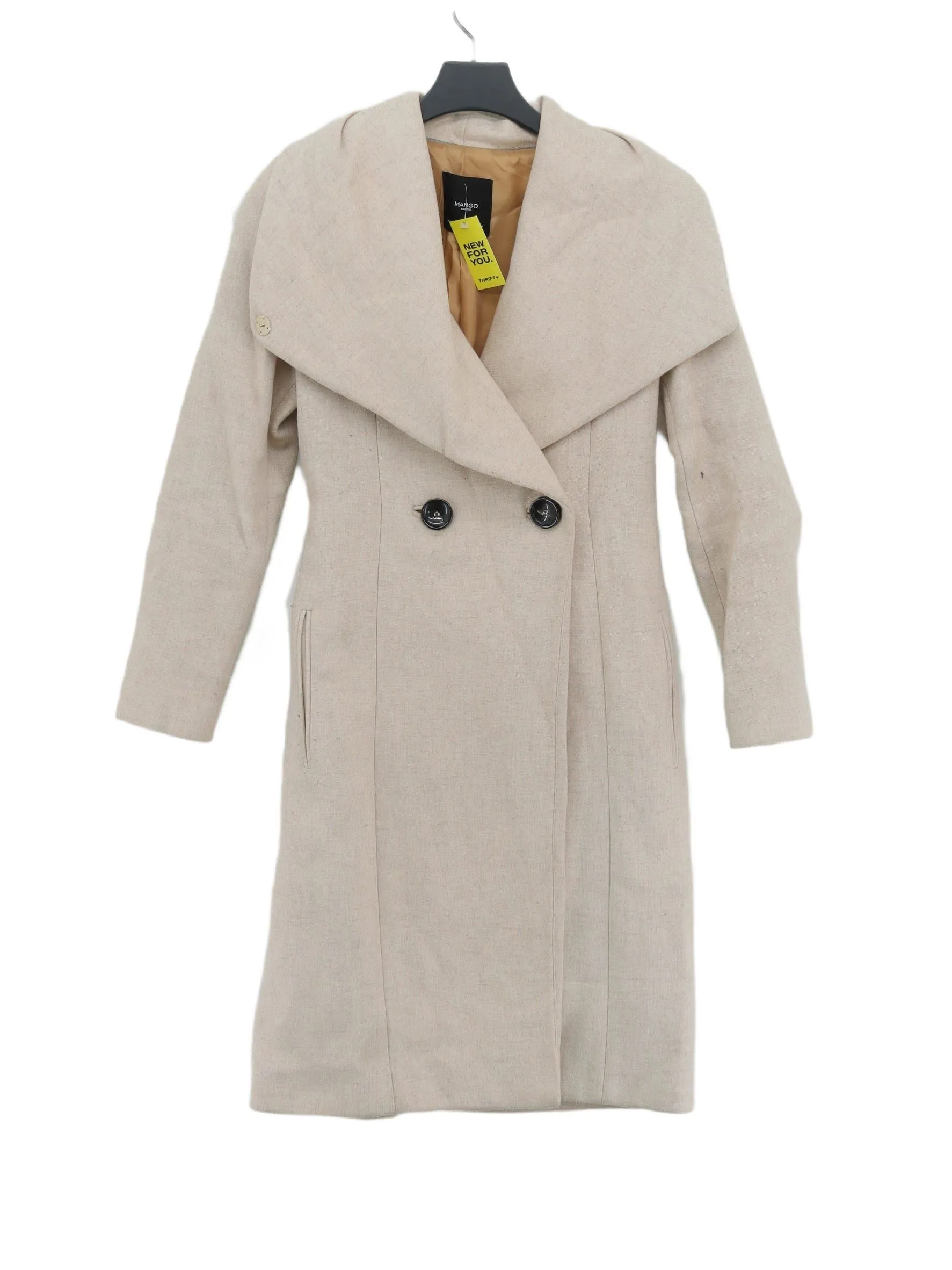 Mango Women's Coat XS Cream Wool with Acrylic, Polyamide, Viscose