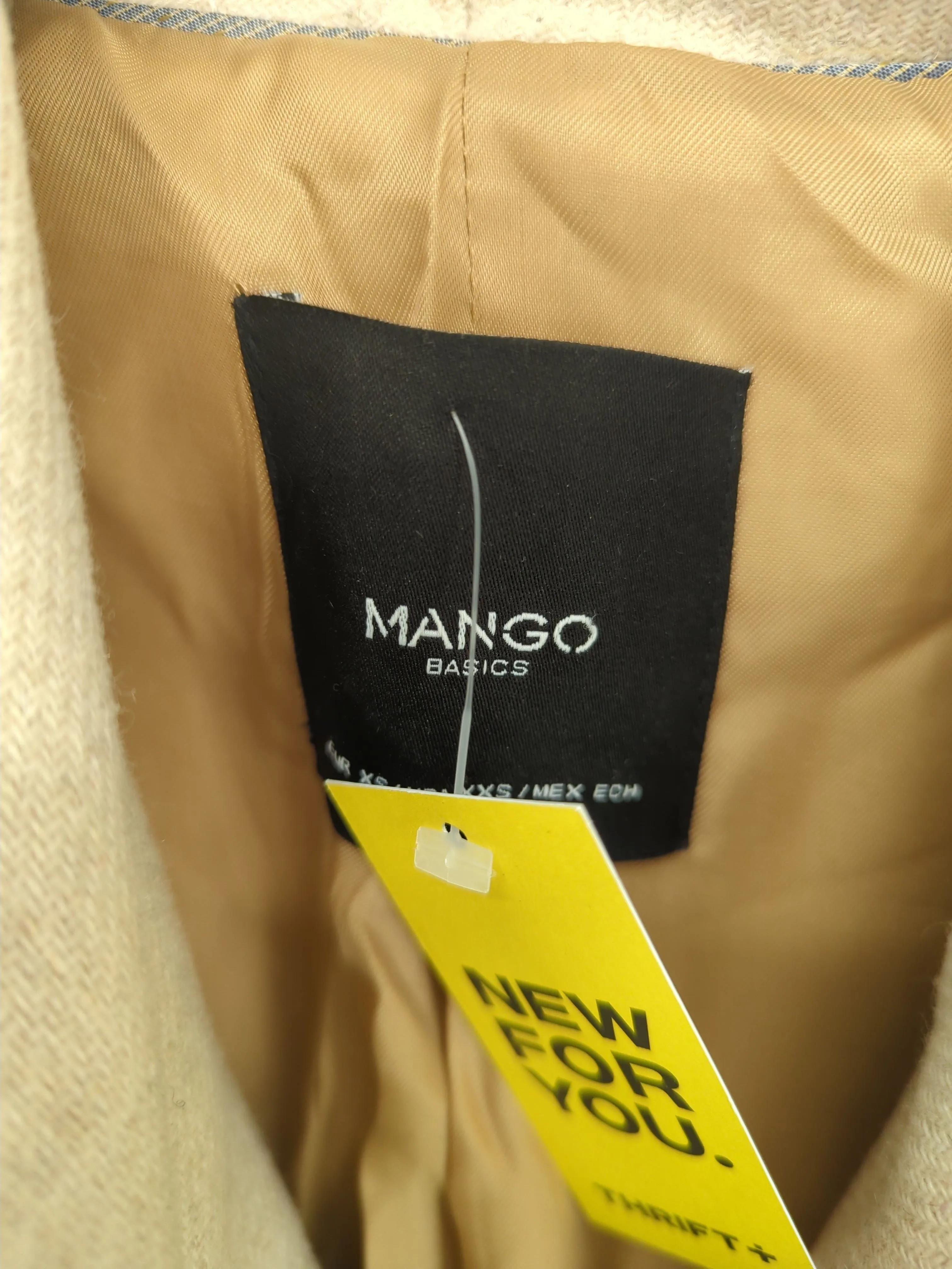 Mango Women's Coat XS Cream Wool with Acrylic, Polyamide, Viscose