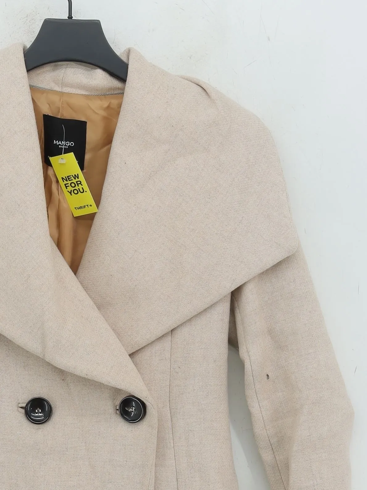Mango Women's Coat XS Cream Wool with Acrylic, Polyamide, Viscose