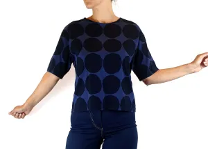 Marimekko x Uniqlo black and purple print top size XXS, fits size 6-8