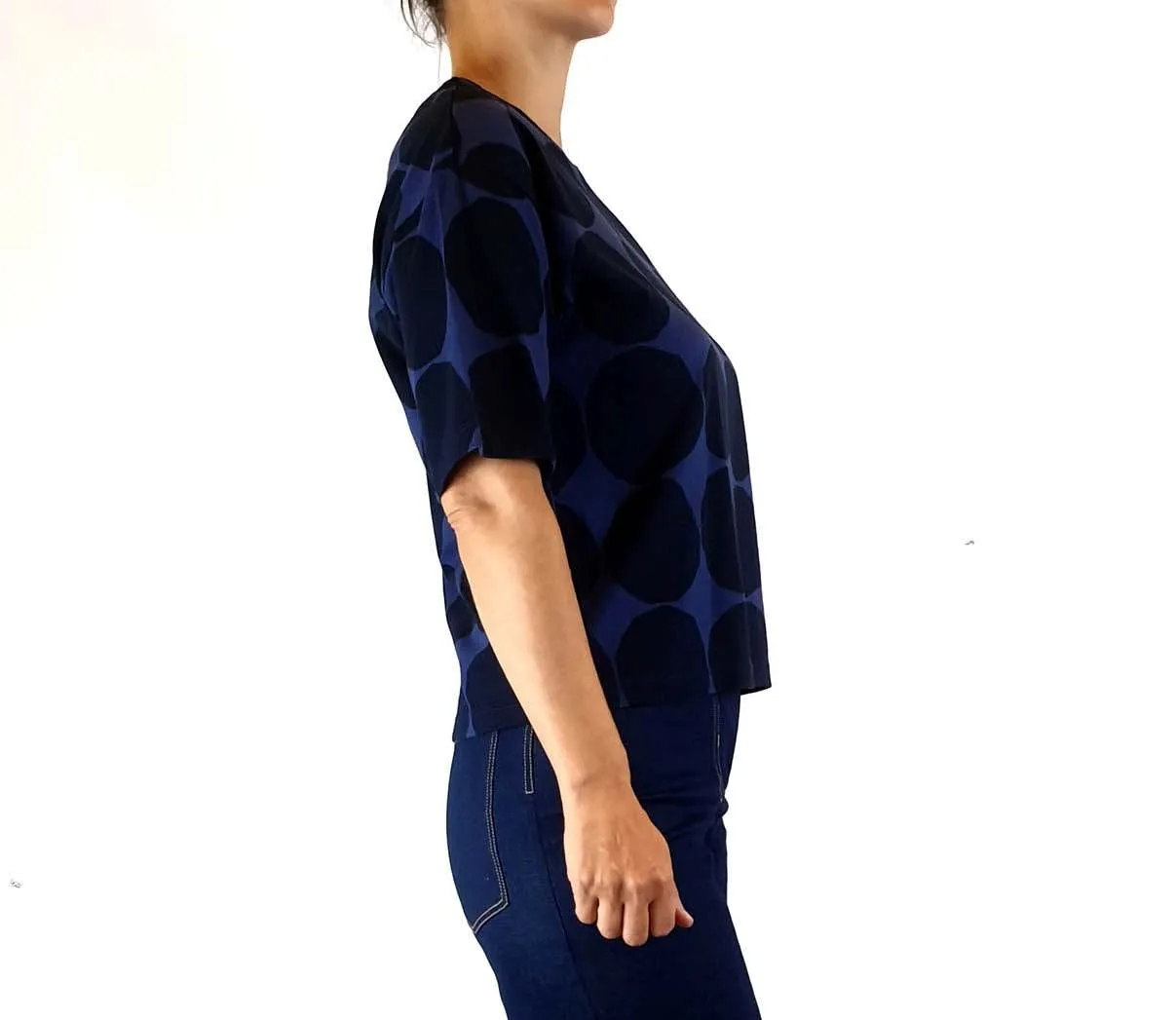Marimekko x Uniqlo black and purple print top size XXS, fits size 6-8