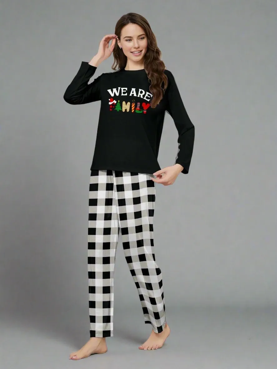 Matching Family Christmas Pajamas – "We Are Family" Plaid Holiday Set