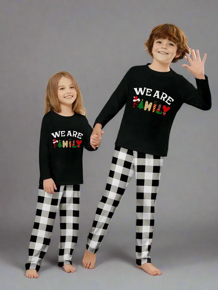 Matching Family Christmas Pajamas – "We Are Family" Plaid Holiday Set