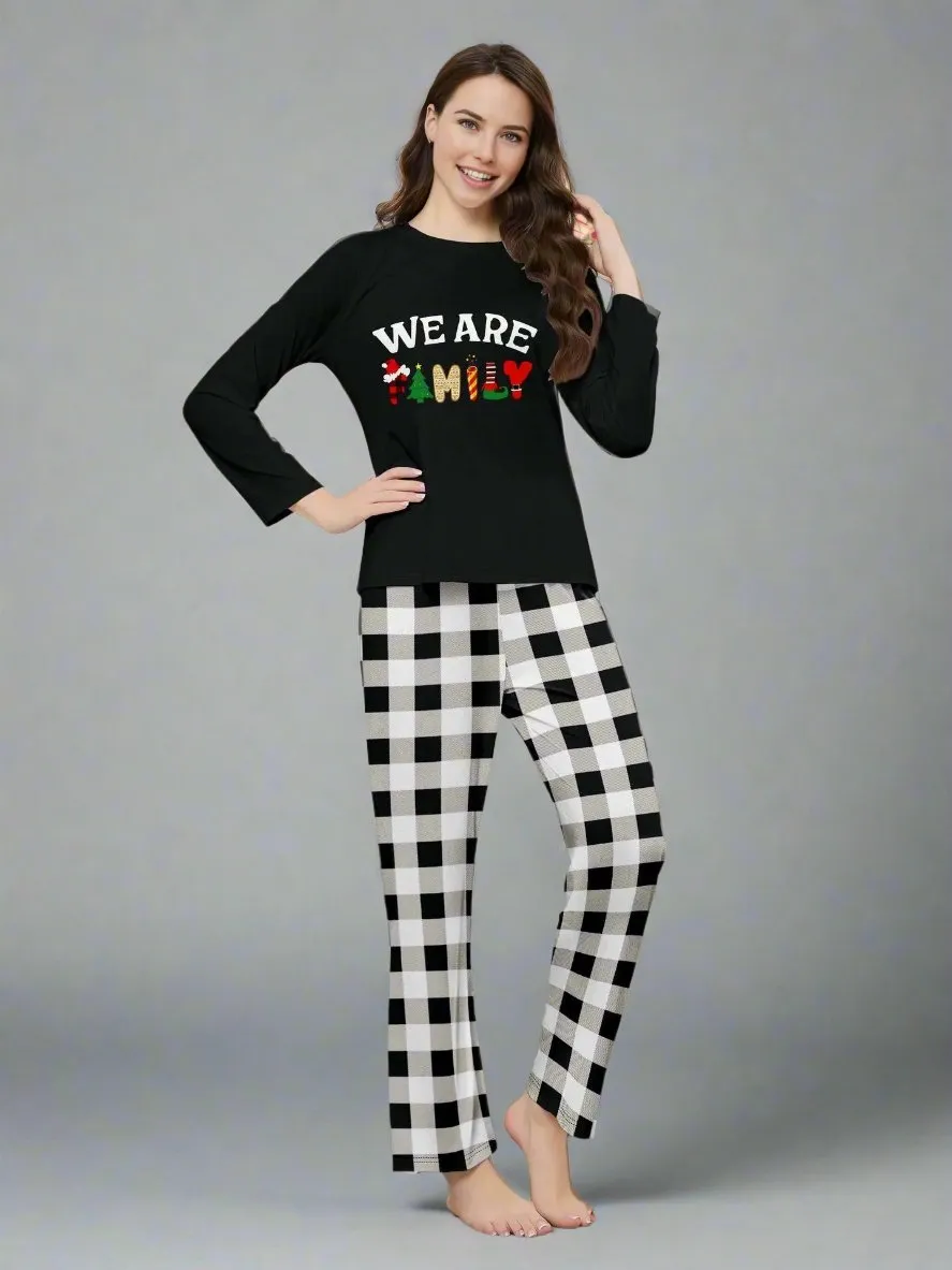 Matching Family Christmas Pajamas – "We Are Family" Plaid Holiday Set