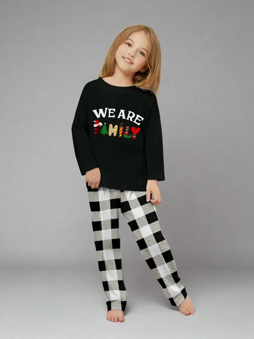 Matching Family Christmas Pajamas – "We Are Family" Plaid Holiday Set