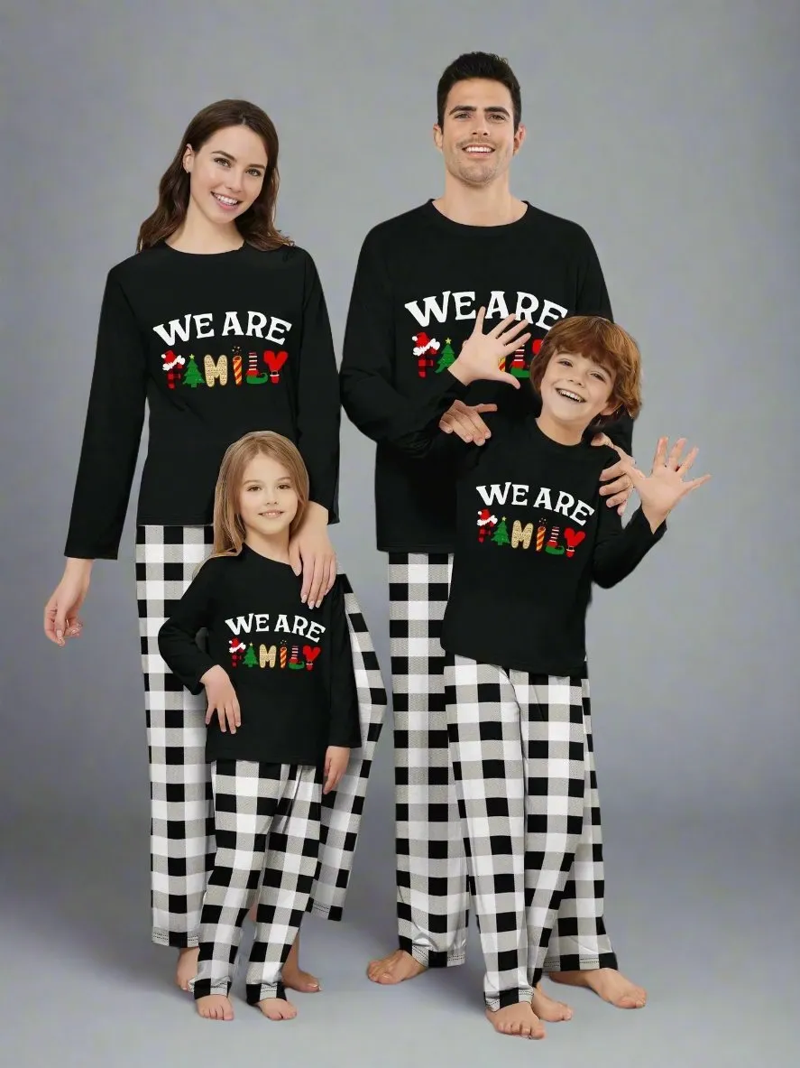 Matching Family Christmas Pajamas – "We Are Family" Plaid Holiday Set