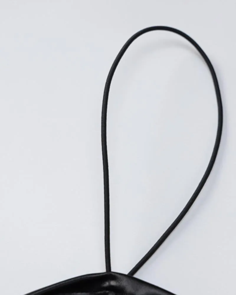Matte Leather Bow Suspender Top