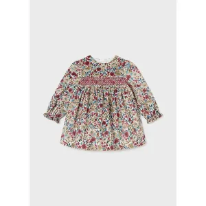 Mayoral Cherry Floral Print Velvet Dress