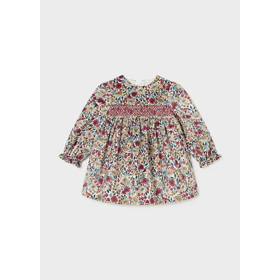 Mayoral Cherry Floral Print Velvet Dress