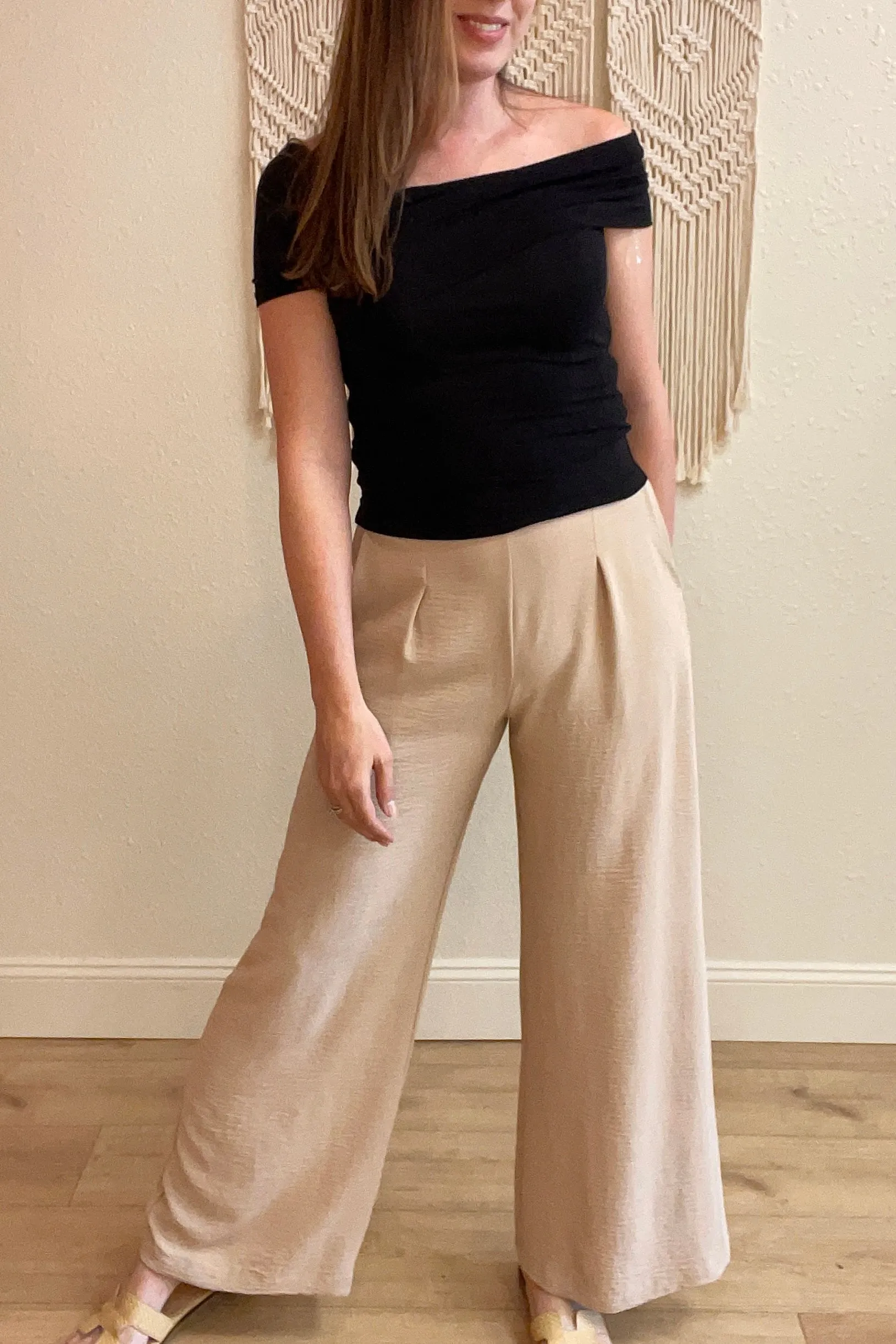 Melissa Front Pleat Flowy Taupe Pants