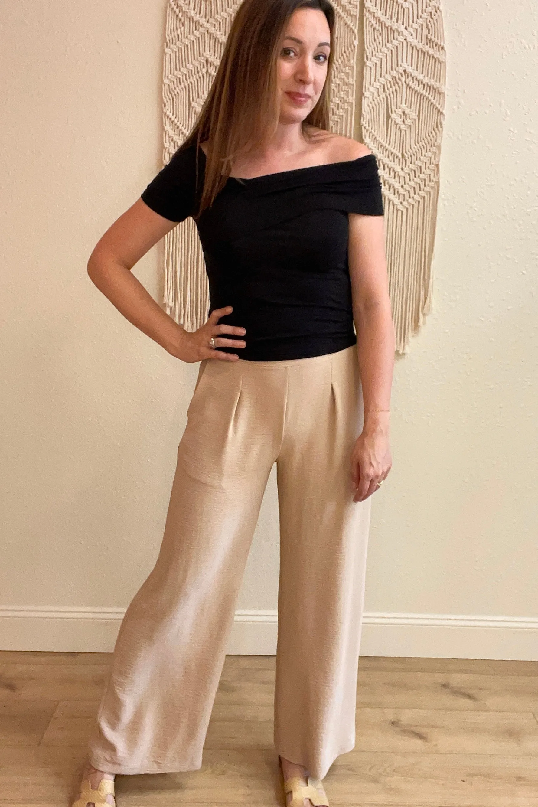 Melissa Front Pleat Flowy Taupe Pants