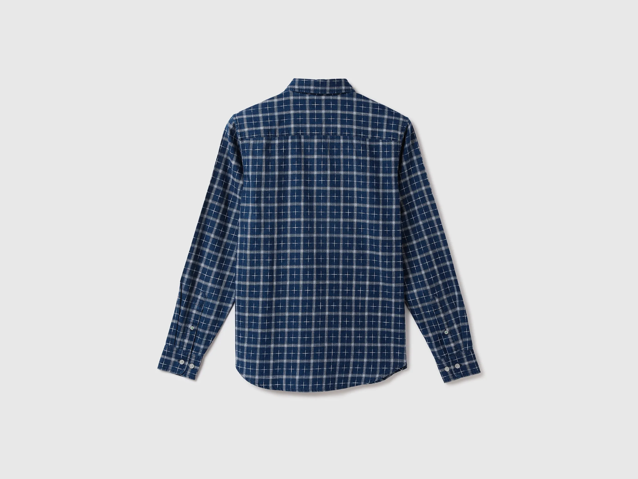 Men Checked Spread Collar Shirt