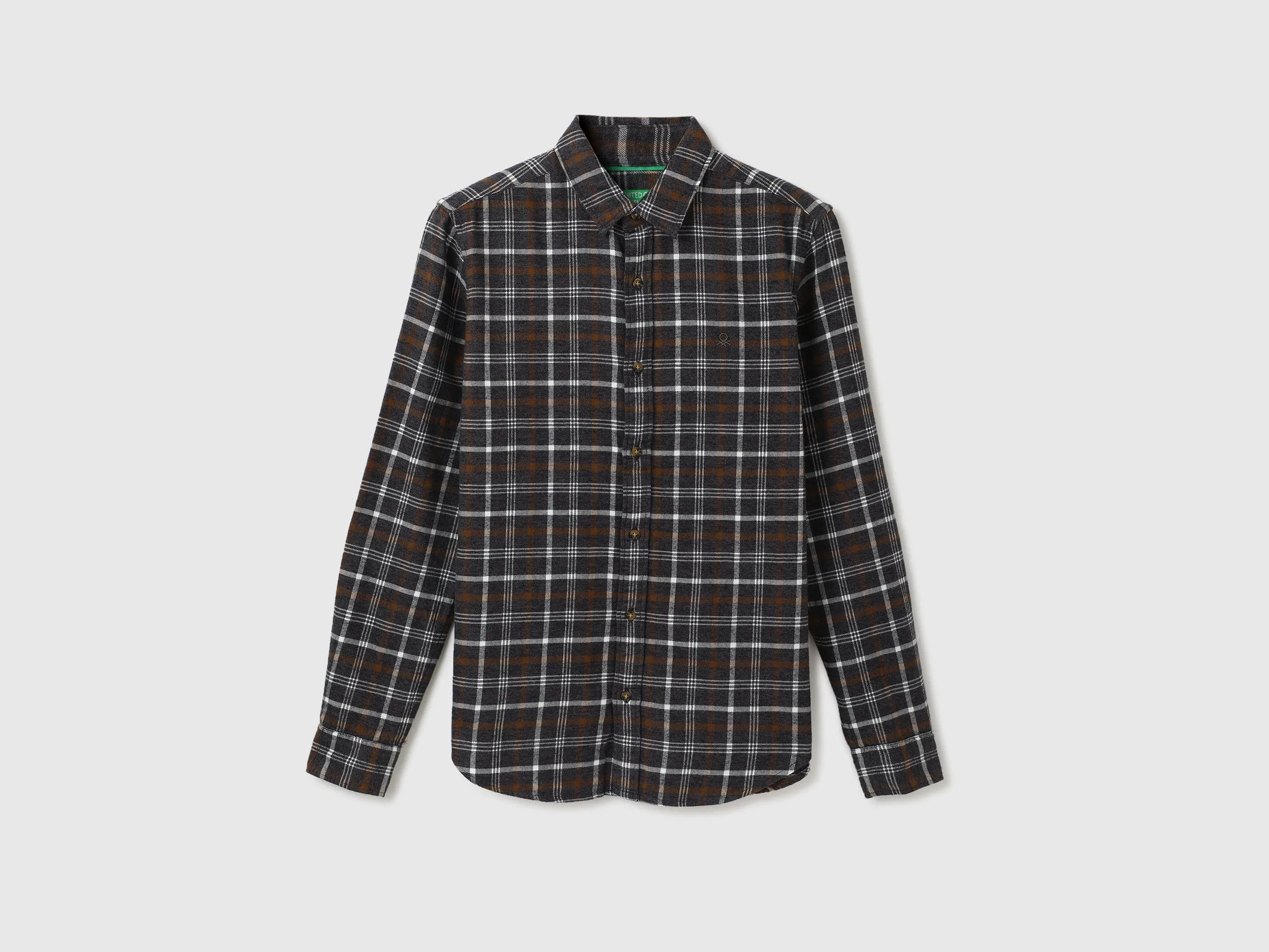 Men Checked Spread Collar Shirt