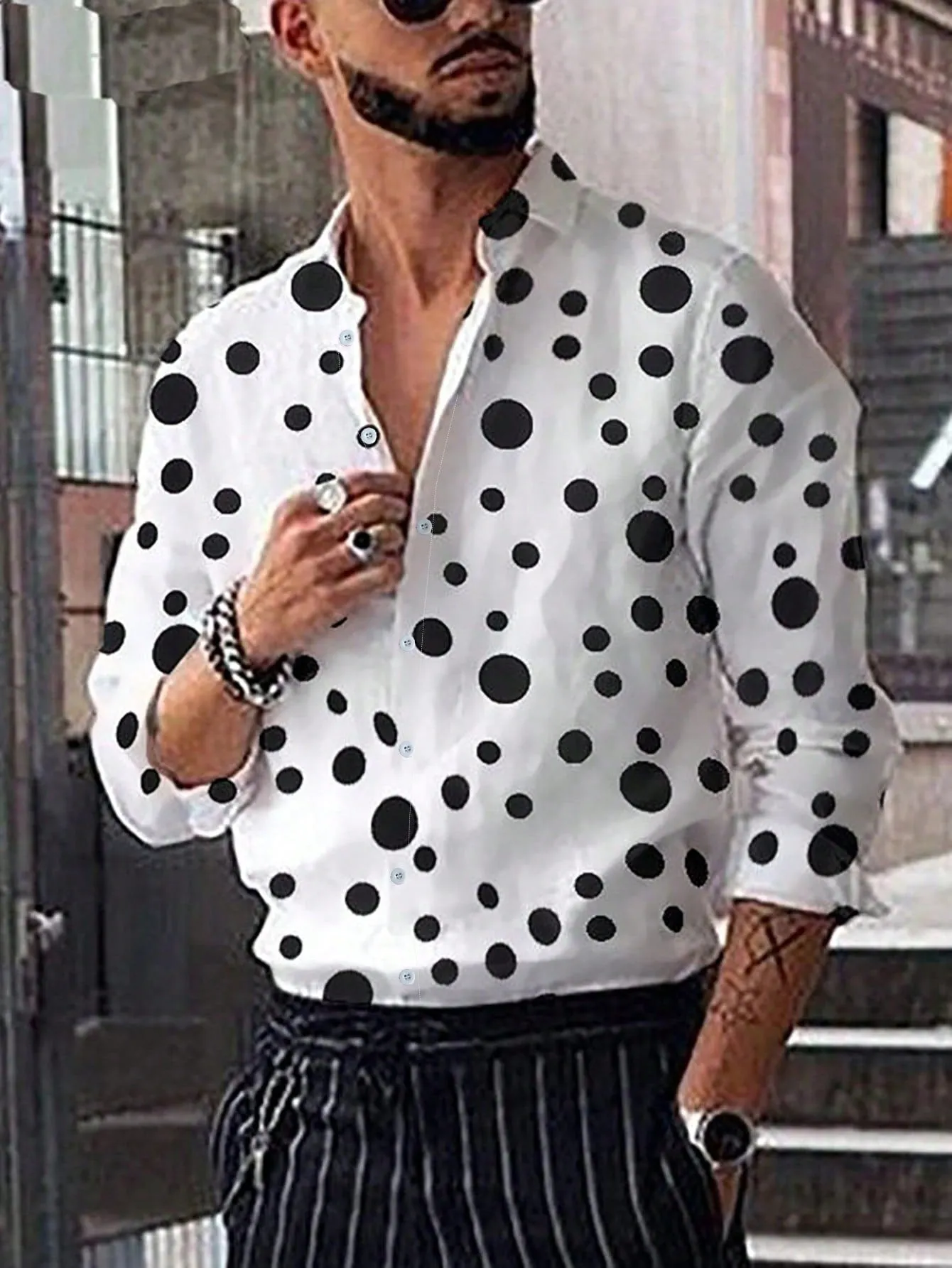 Men Polka Dot Print Shirt