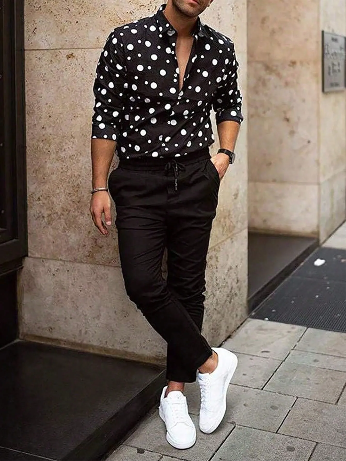 Men Polka Dot Print Shirt