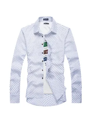 Men's Mushroom Polka Dot Print Lapel Long Sleeve Shirt